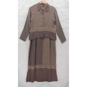 Vintage Alexandria Pierce Set Button Up Shirt Dress Lagenlook Boho Minimalist L